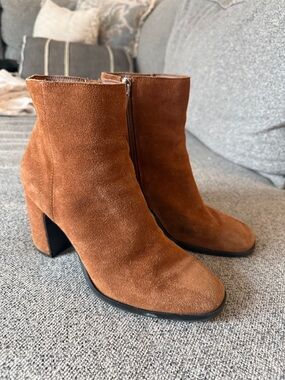 Dolce Vita Women’s Suede Ankle Boots in Brown - Classic Zip Heels